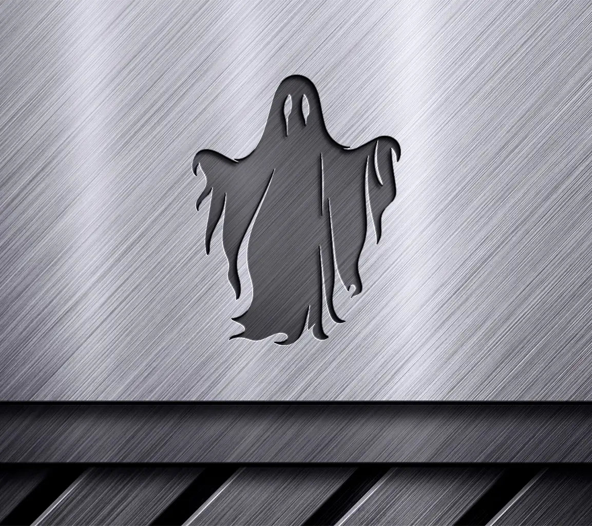 Halloween Ghost Silhouette SVG - Black Design with White Background SVG