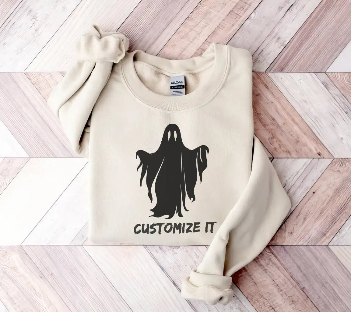 Halloween Ghost Silhouette SVG - Black Design with White Background SVG