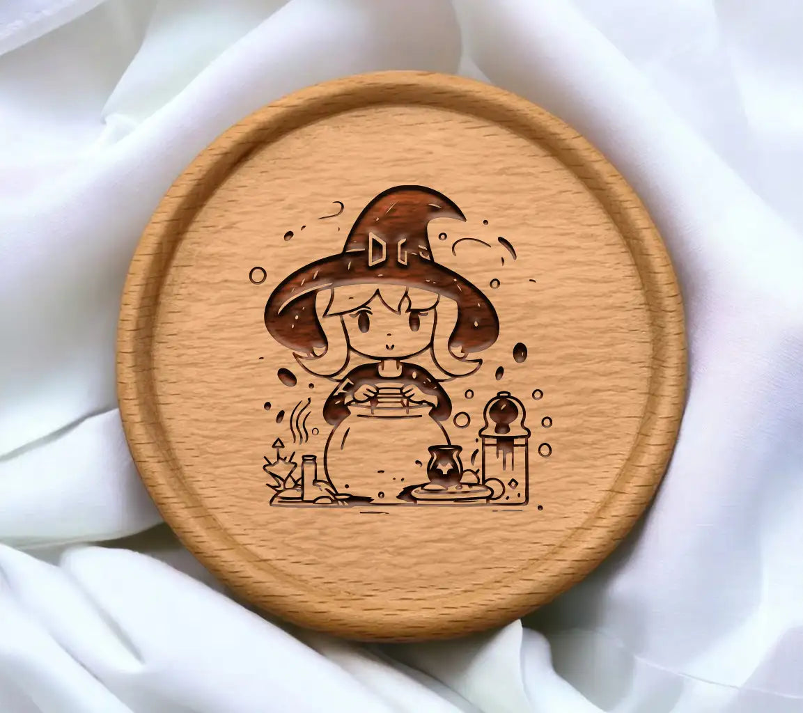 Cute Witch with D Hat SVG - Halloween Vector Illustration SVG