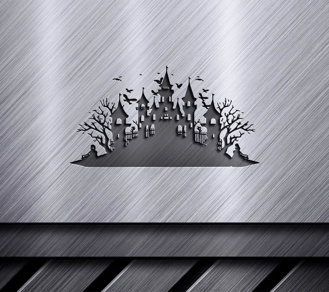 Haunted Castle Silhouette SVG - Halloween Witch House Vector SVG