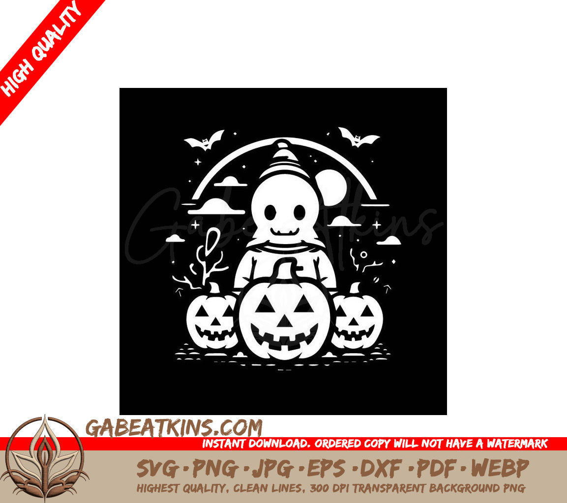 Halloween Scarecrow with Pumpkins SVG Illustration -  SVG