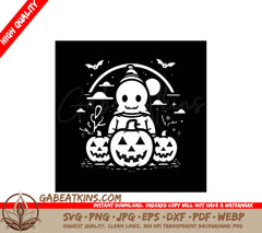 Halloween Scarecrow with Pumpkins SVG Illustration -  SVG