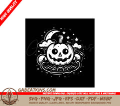 Smiling Pumpkin Halloween SVG -  Drawing SVG