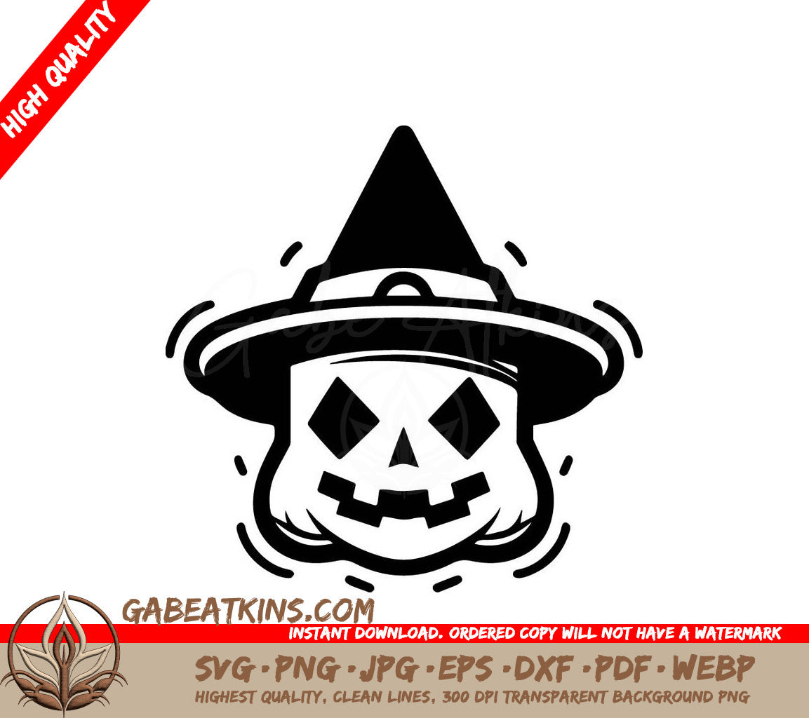 Halloween Witch Hat Pumpkin SVG -  Drawing SVG