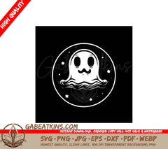 Halloween Mustache Ghost Circle SVG Design SVG