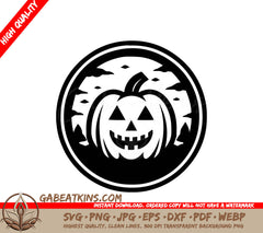 Smiling Pumpkin Circle Halloween SVG SVG