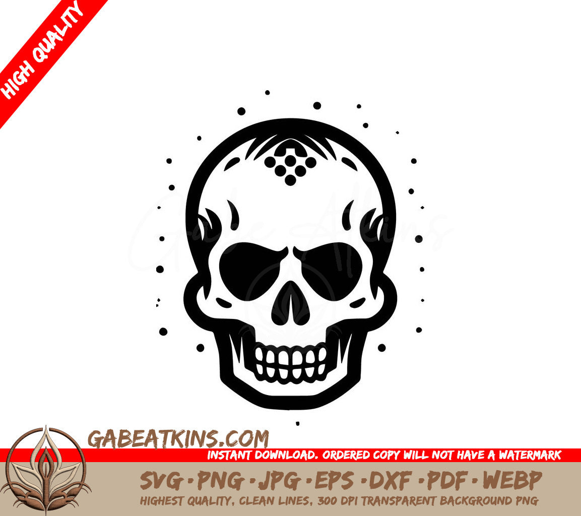  Dotted Skull SVG - Halloween Vector Illustration SVG