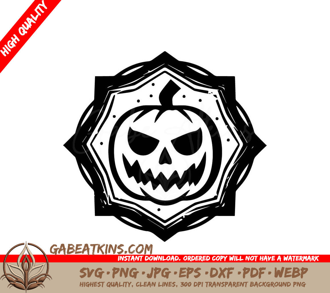 Evil Pumpkin Halloween SVG -  Drawing SVG