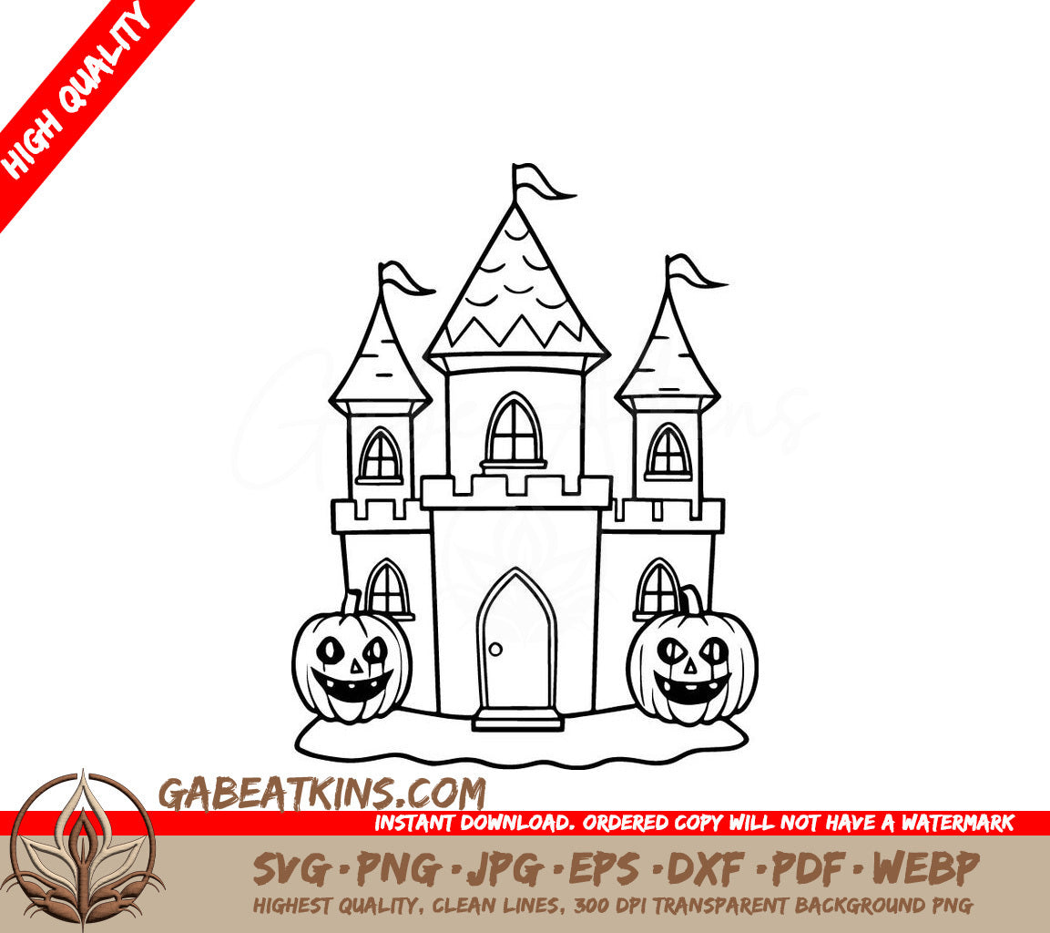 Halloween Castle SVG -  Coloring Page SVG