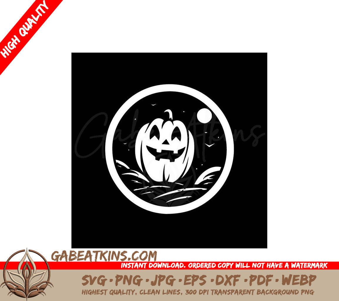 Halloween Pumpkin Circle SVG -  Drawing SVG