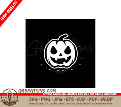 White Pumpkin Scary Face Halloween SVG - Minimalist & Flat Design SVG