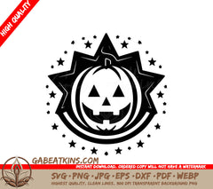  Pumpkin with Stars SVG - Minimalist Halloween Design SVG