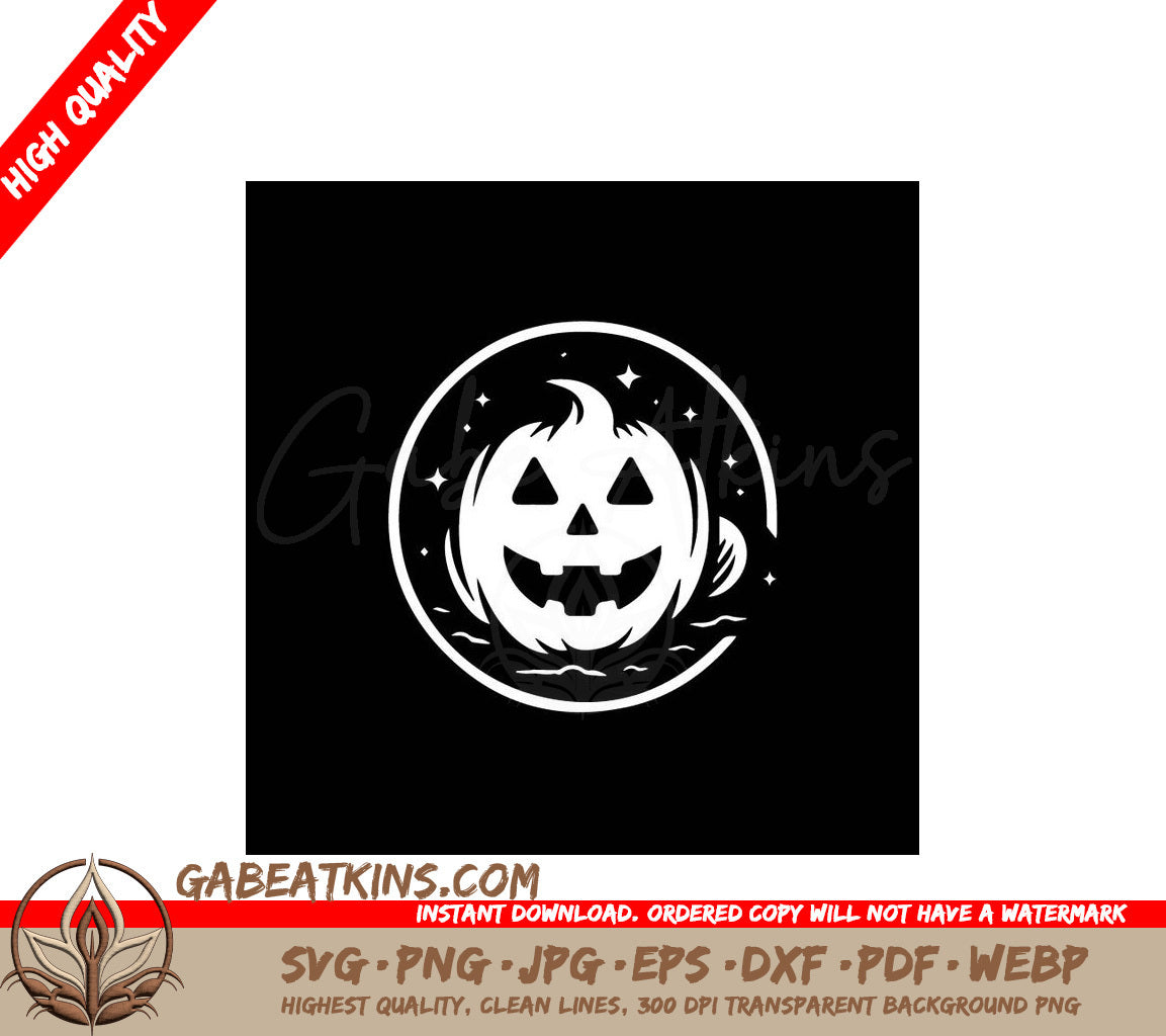 Halloween Pumpkin Silhouette SVG - Minimalist  Circle Design SVG