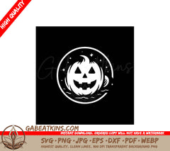 Halloween Pumpkin Silhouette SVG - Minimalist  Circle Design SVG