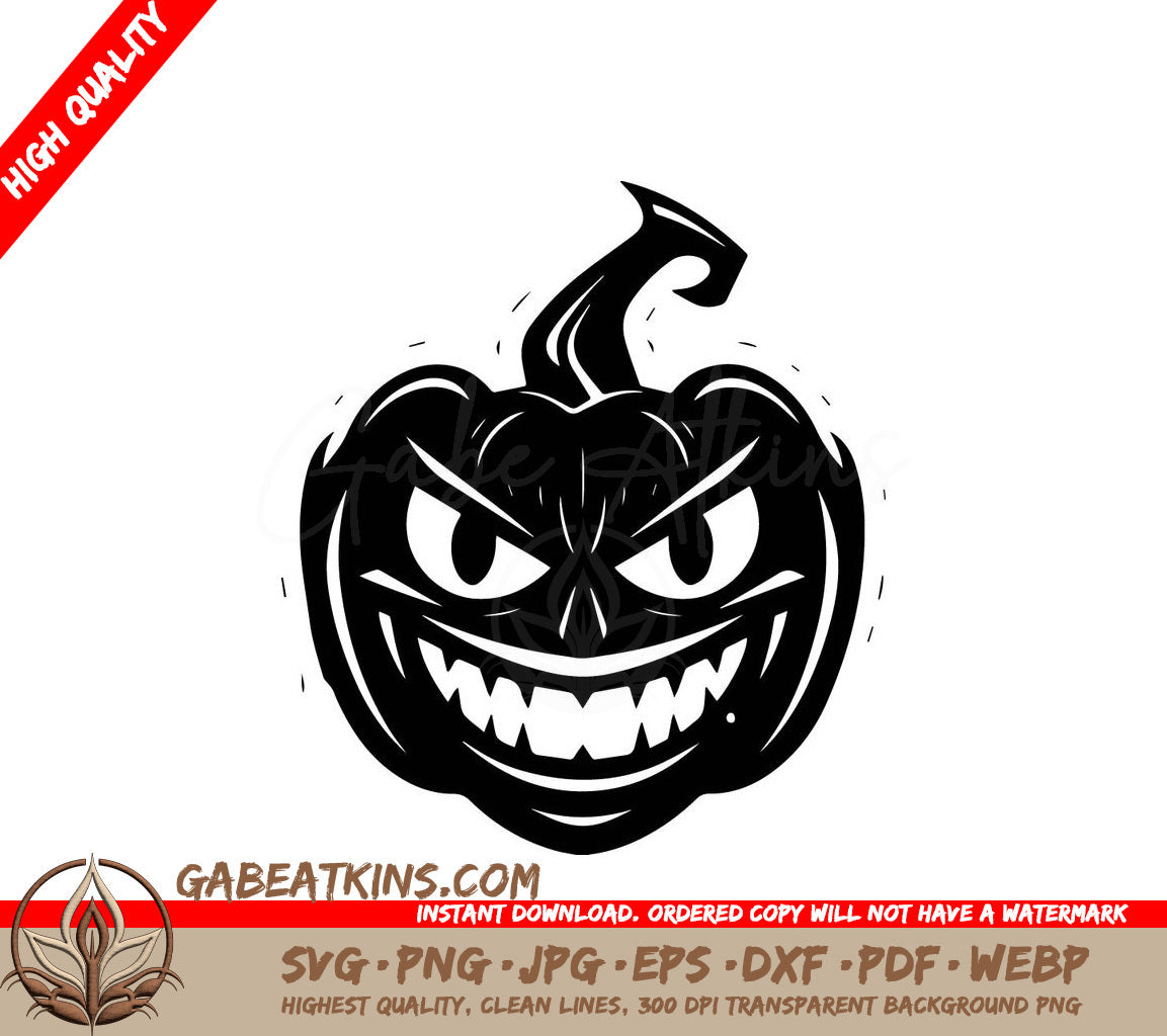 Halloween Minimalist Evil Pumpkin SVG -  Drawing SVG