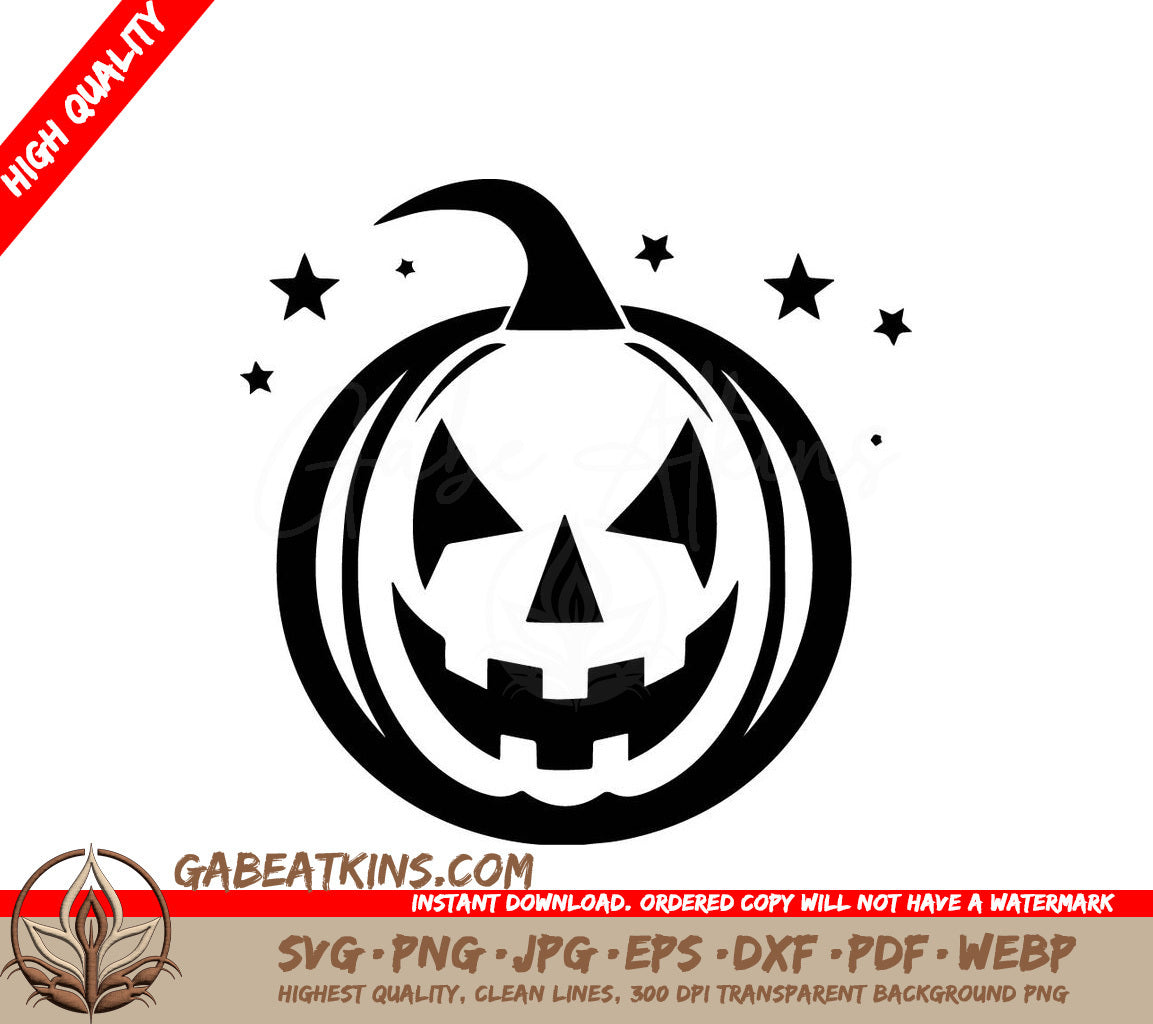 Halloween Minimalist Pumpkin SVG with Stars -  Design SVG