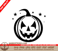 Halloween Minimalist Pumpkin SVG with Stars -  Design SVG