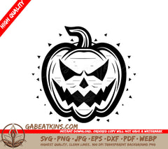 Halloween Minimalist Pumpkin SVG -  Evil Face Design SVG