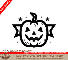 Minimalist  Pumpkin with Stars SVG - Halloween Clipart SVG