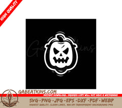 White Pumpkin with Angry Face SVG - Halloween Minimalist Design SVG