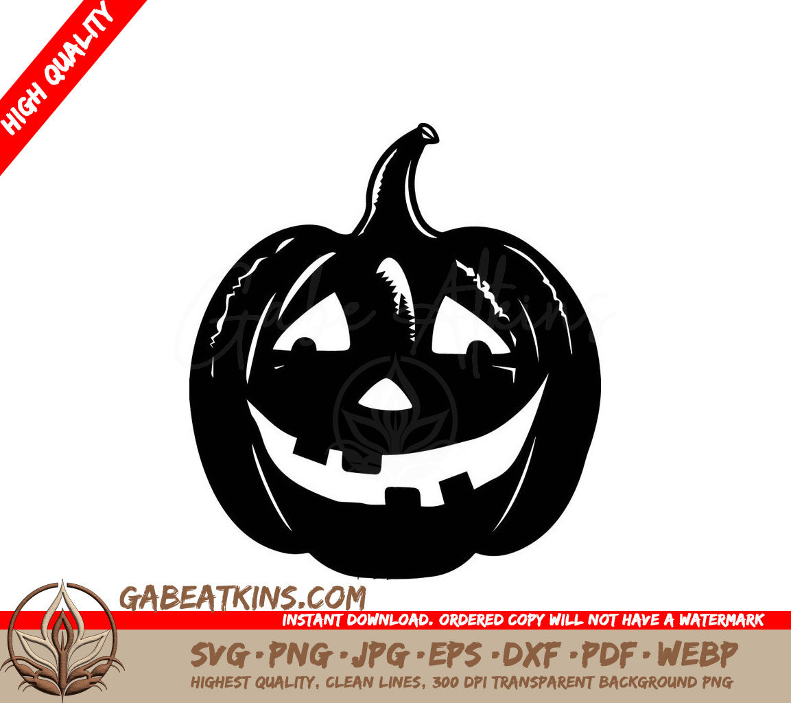 Smiling Pumpkin Halloween SVG -  Flat Icon SVG