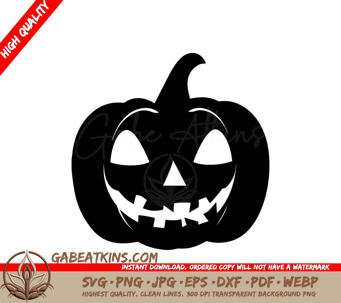 Halloween Pumpkin Silhouette SVG -  Flat Icon SVG