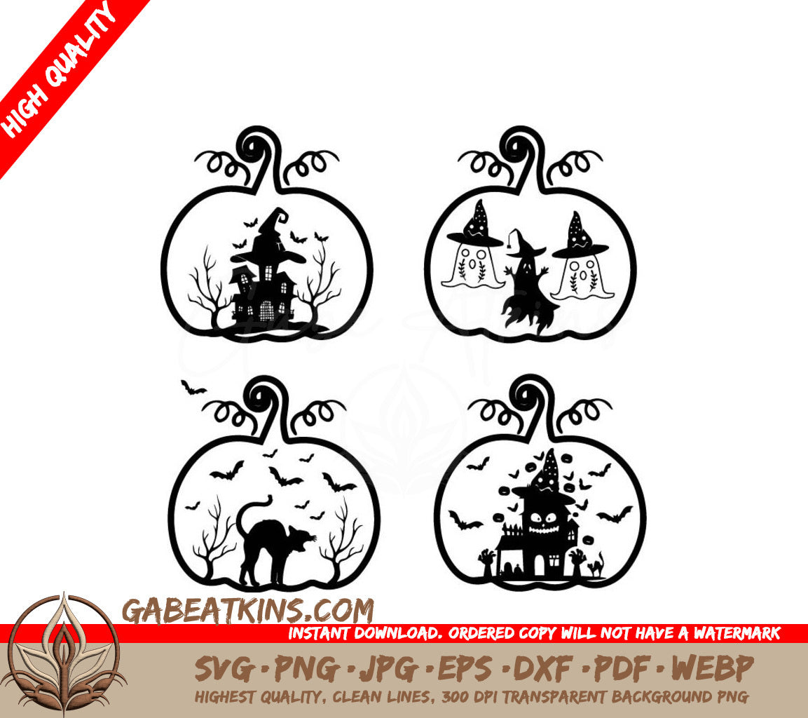 Halloween Pumpkin SVG Set 4  Designs SVG