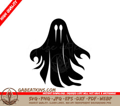 Halloween Ghost SVG -  Drawing with Two Eyes SVG