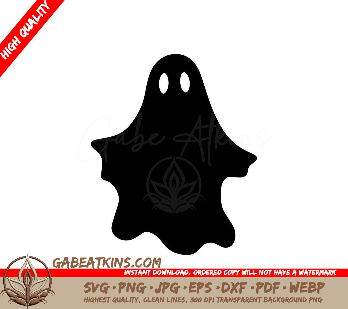 Halloween Ghost Silhouette SVG - Big Eyes & Black Design SVG