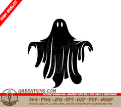 Halloween Ghost SVG -  Drawing on White Background SVG