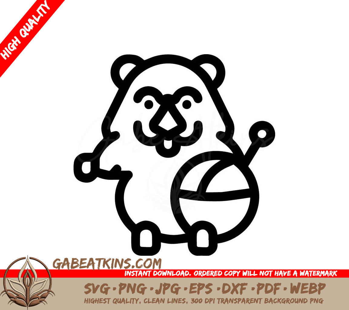  Hamster Holding Ball SVG - Skull Vector Illustration SVG