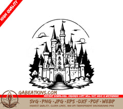 Hand Drawn  Castle SVG - Fairy Tale Illustration SVG