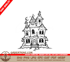 Haunted House Sketch SVG -  Halloween Design SVG