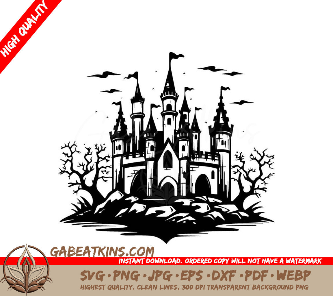 Haunted Castle SVG -  Handdrawn Doodle Icon SVG