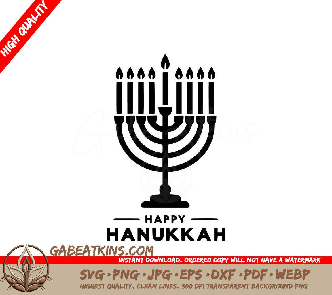 A Menorah With Candles And The Words Happy Hanukkah Below It SVG - Hanukkah Menorah SVG