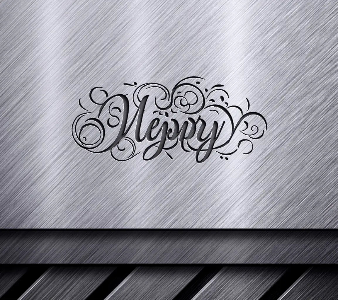  Swirled Merry Calligraphy SVG - Happy New Year Greeting Card SVG