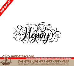  Swirled Merry Calligraphy SVG - Happy New Year Greeting Card SVG