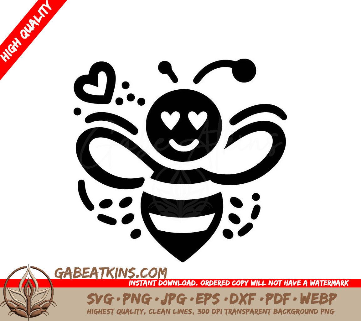  A Bee With Hearts In Its Eyes SVG - Happy Bee Love SVG