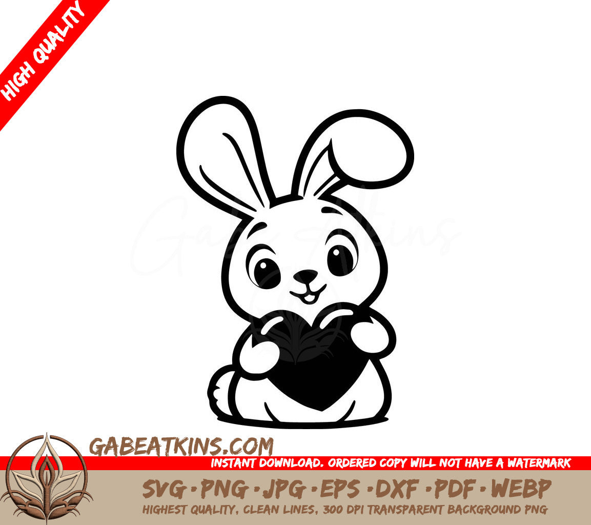  A Bunny Holding A Heart SVG - Happy Bunny Love SVG