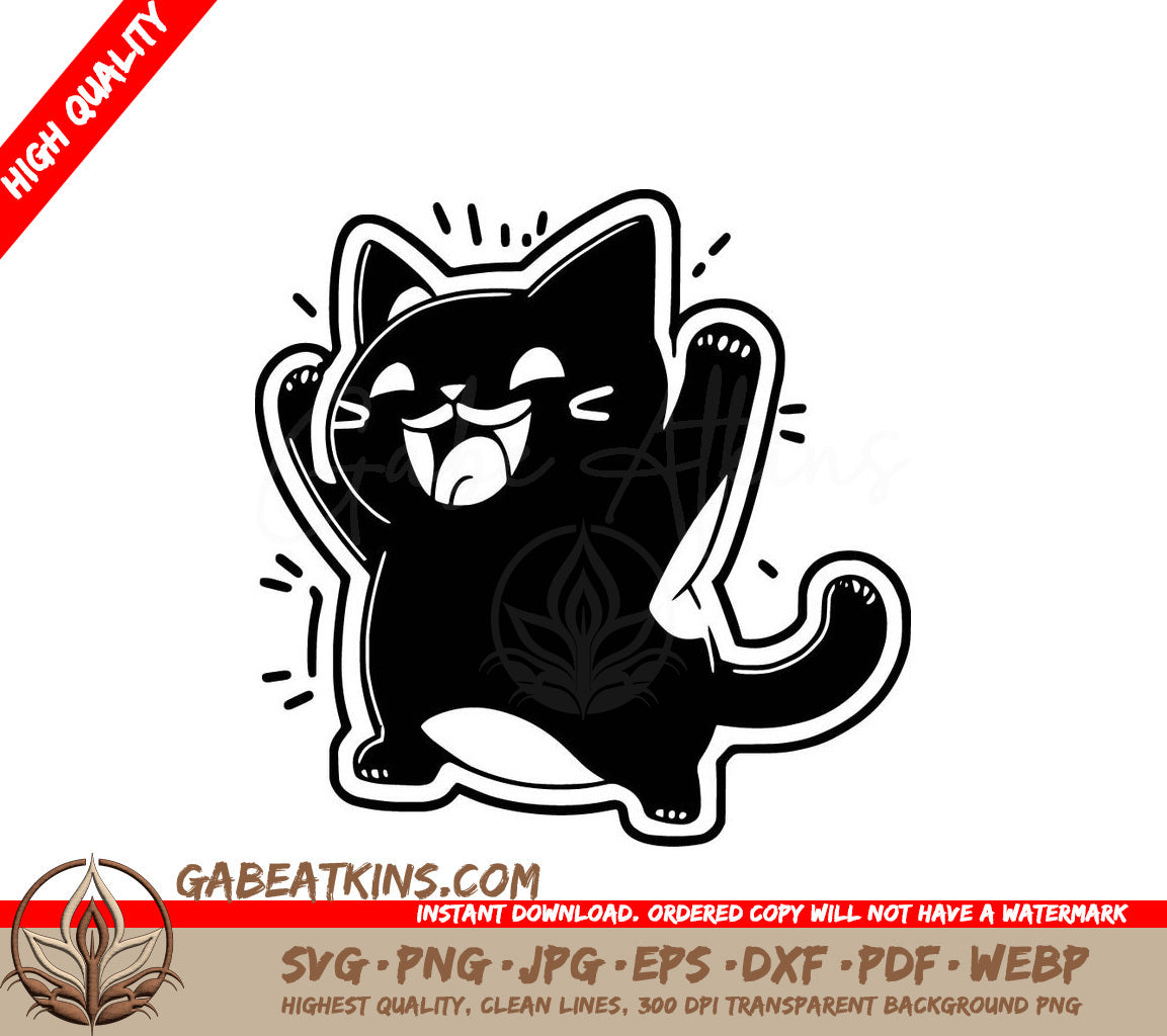  A Cat With Its Paws In The Air SVG - Happy Cat Getting Adopted SVG