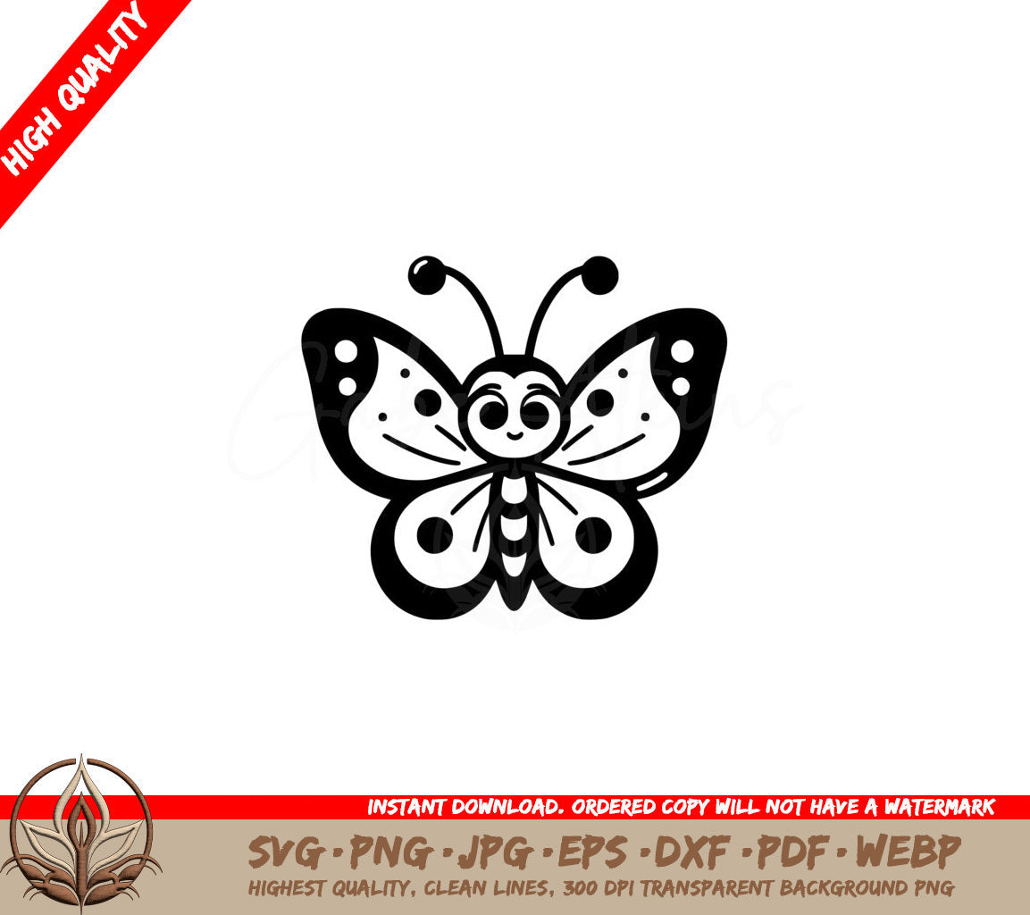 Happy Dotted Butterfly SVG - Digital Product in Multiple File Formats