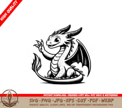 Happy Dragon Hello SVG - Digital File in Multiple Formats