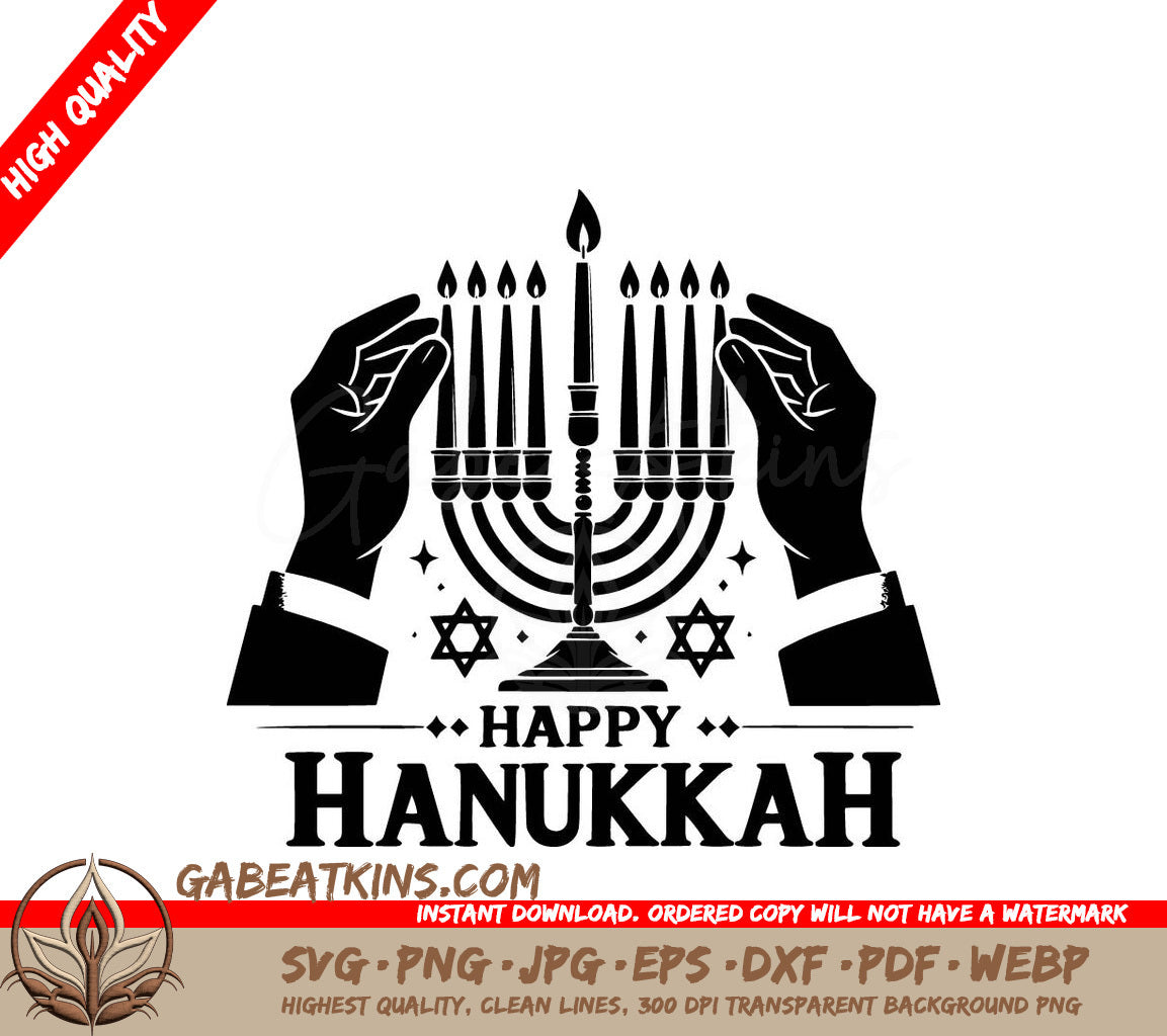  A Menorah With The Words Happy Hanukkah Below It SVG - Happy Hanukkah SVG