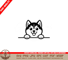 Happy Husky Peeking SVG - Digital Product in Multiple File Formats