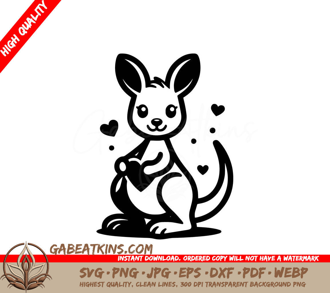  A Kangaroo Holding A Heart SVG - Happy Kangaroo Love SVG