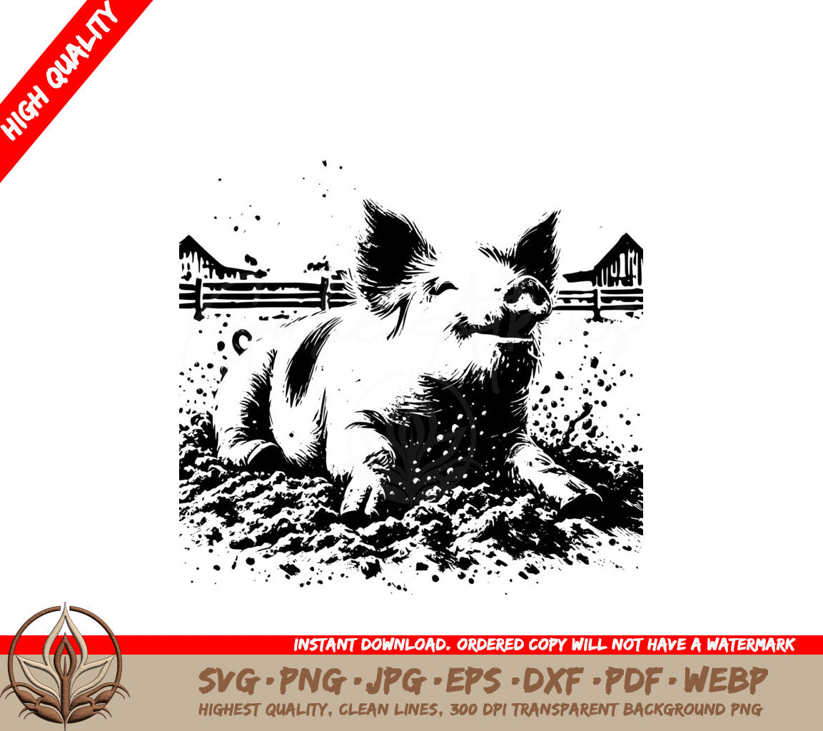 Happy Muddy Pig SVG - Digital Product in Multiple Formats