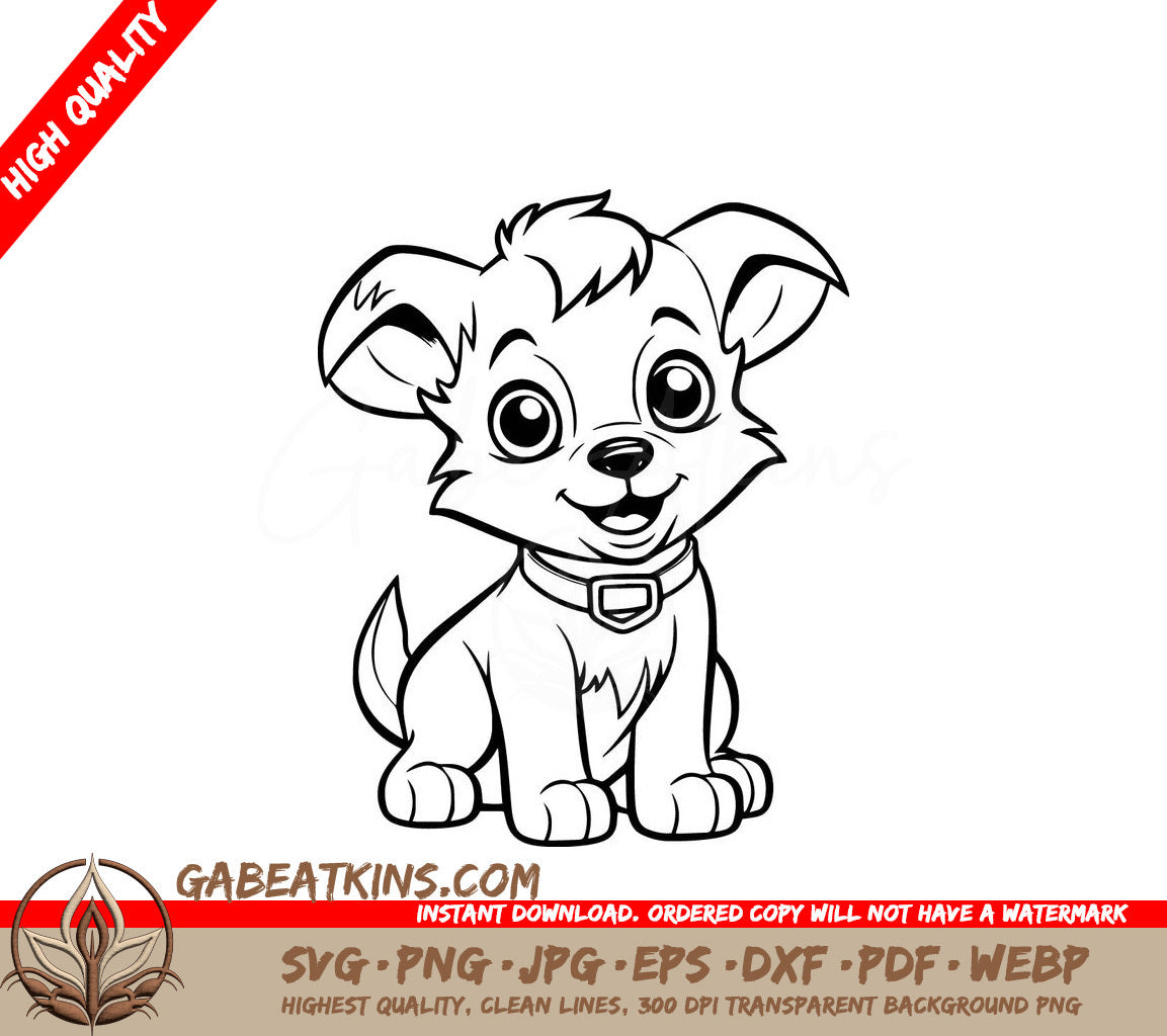  A Puppy Wearing A Collar SVG - Happy Pup SVG