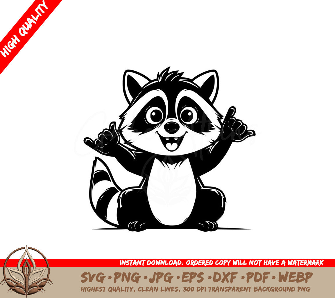 Happy Racoon Cheers Digital SVG