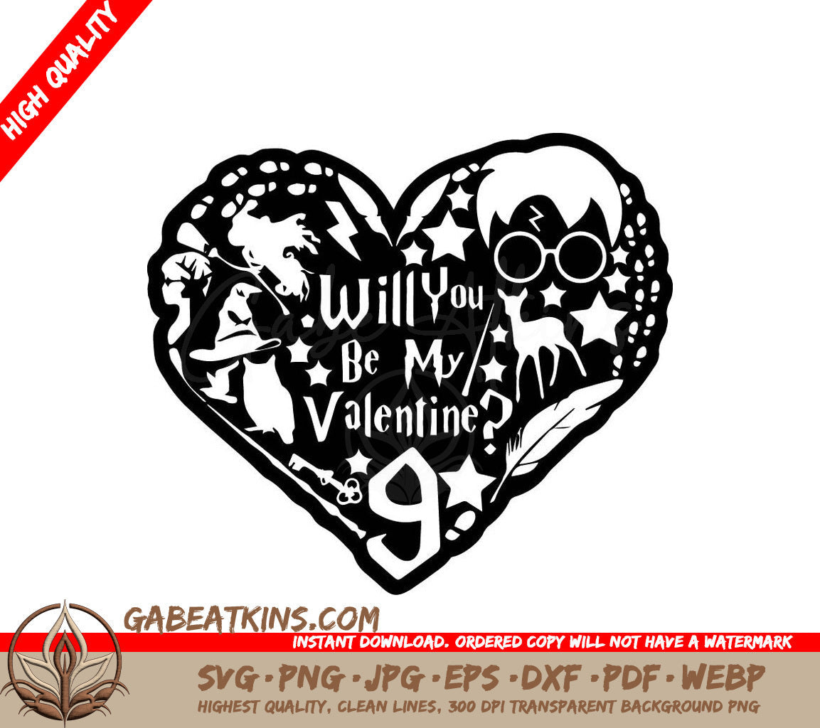 A Black And White Heart That Says  Will You Be My Valentine  SVG - Harry Potter Valentine SVG SVG