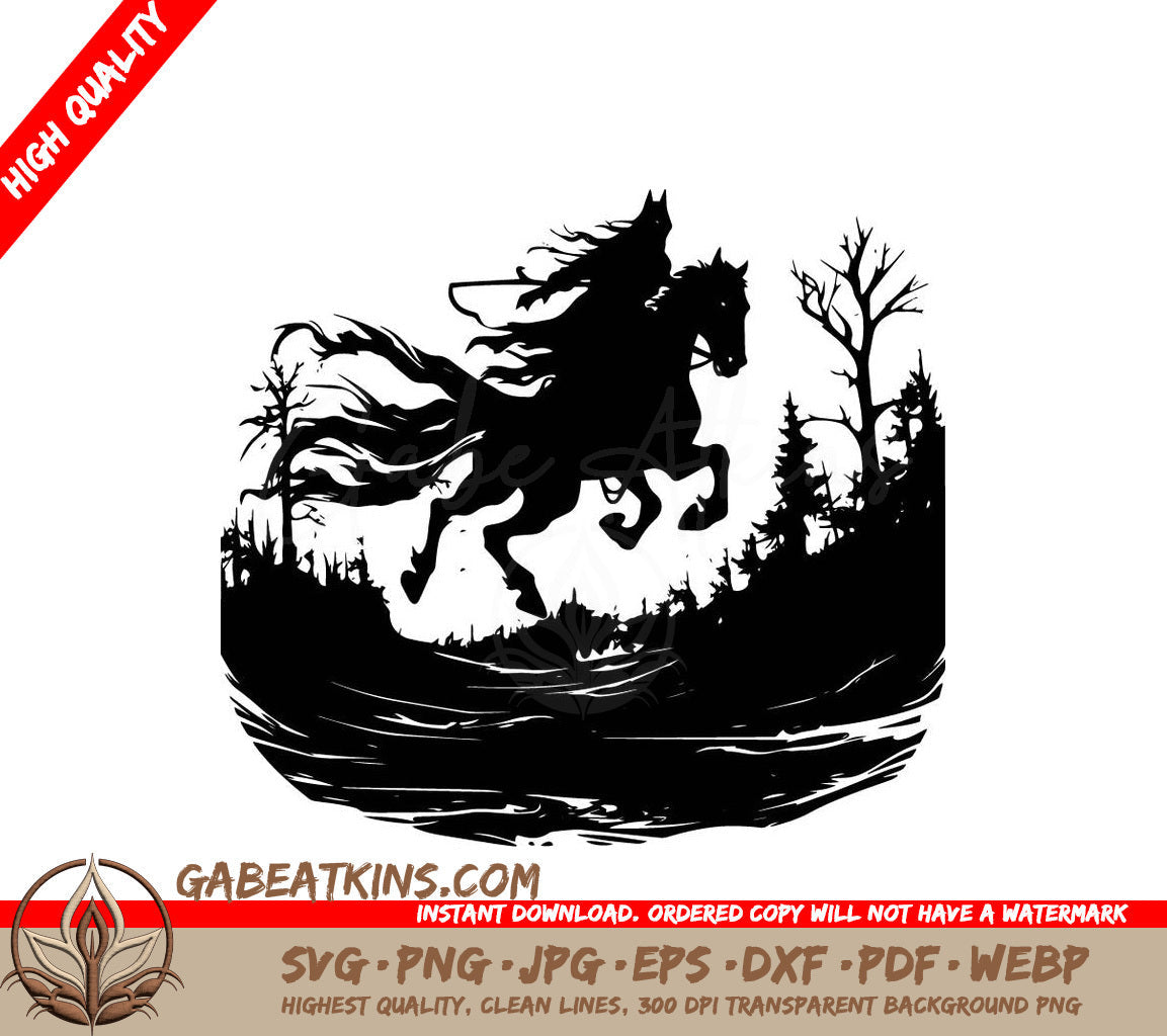  A Man Riding A Horse SVG - Haunted Horseman SVG